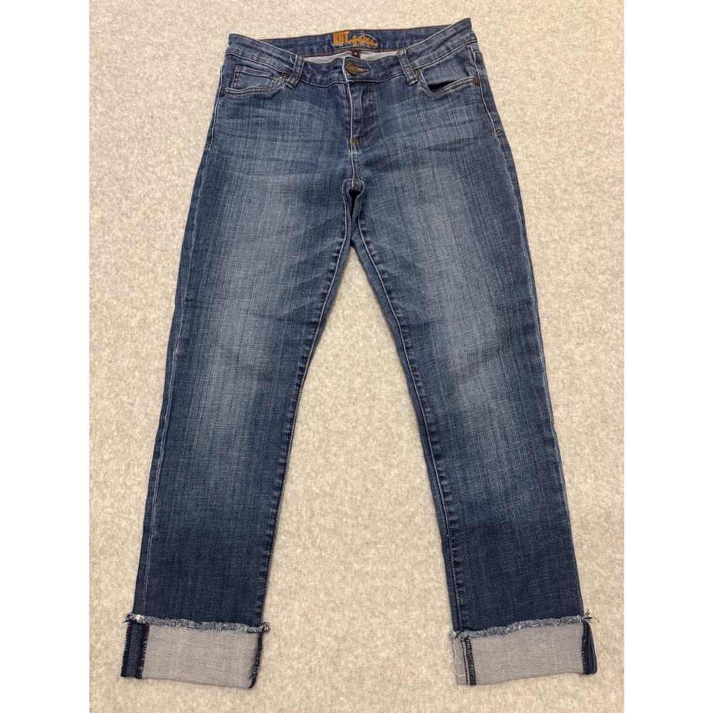 KUT from the Kloth Straight Leg Denim Jeans Blue Raw Hem Size 4